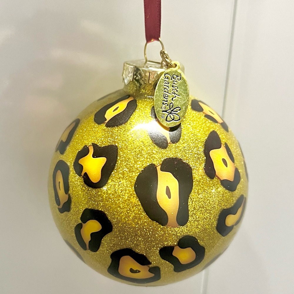 Glittering Leopard Print Glass Holiday Ornament